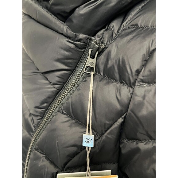 NWT Soia & Kyo Women's S Jacinda Down Puffer Coat Hooded Asymmetric Zip Black - Picture 8 of 15